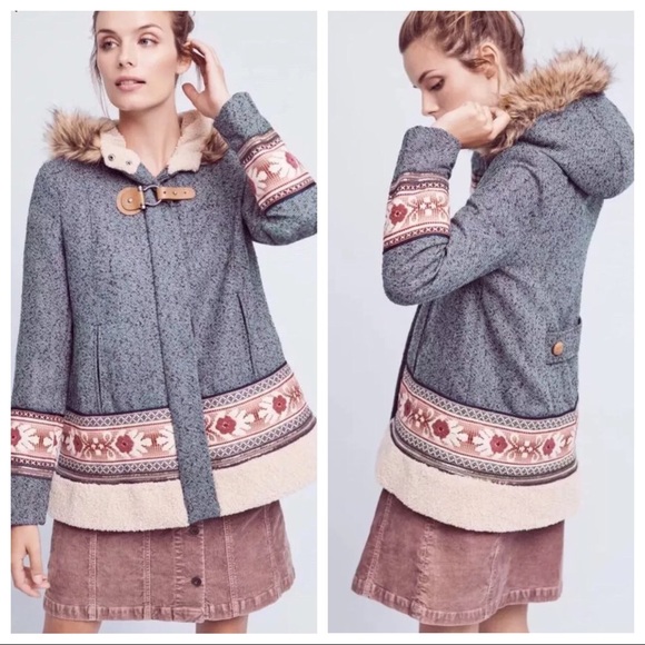 Anthropologie Jackets & Blazers - Embroidered Northener Swing Coat by Elevenses